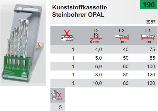 Steinbohrerset Opal 5tlg.