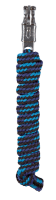 Fuehrstrick PP mit Panikhaken, 200cm, schwarz-tuerkis-blau